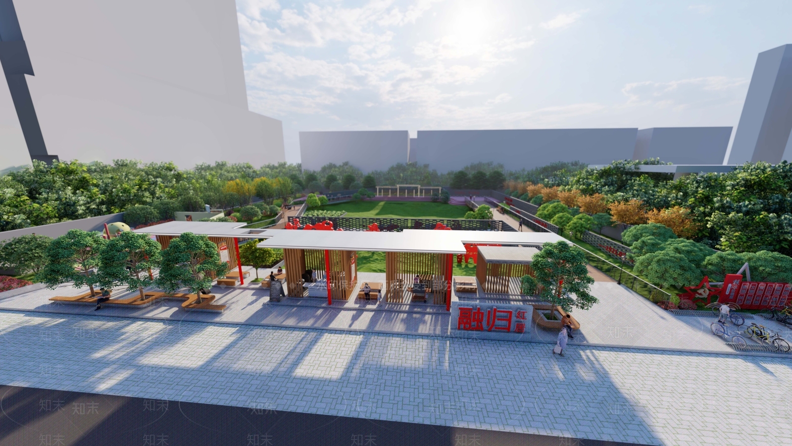 现代党建公园景观SU模型下载【ID:1119638883】