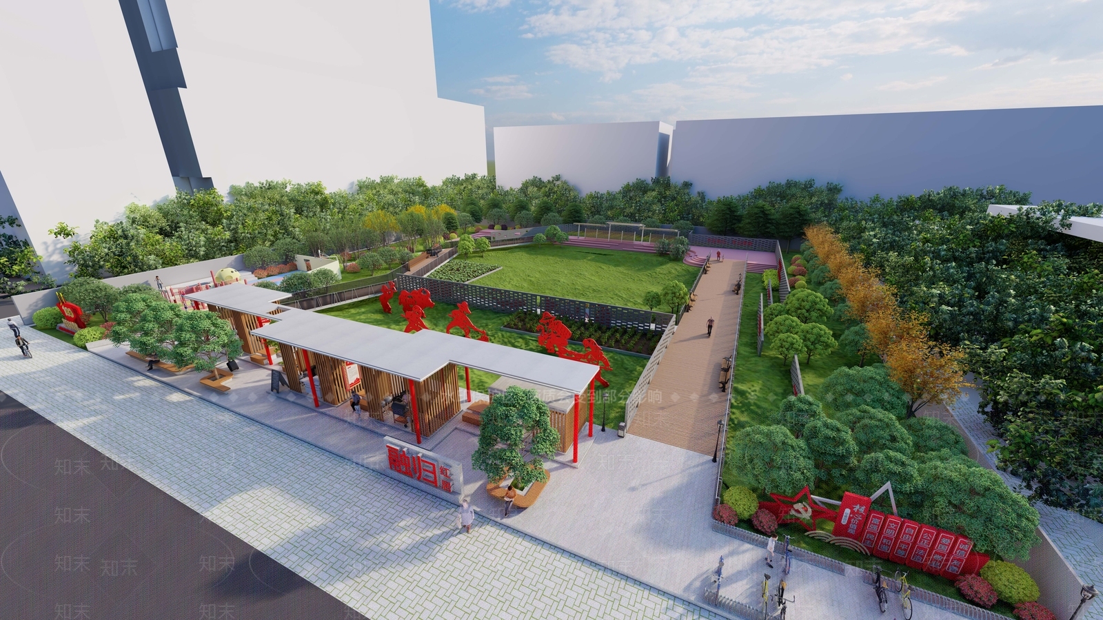 现代党建公园景观SU模型下载【ID:1119638883】