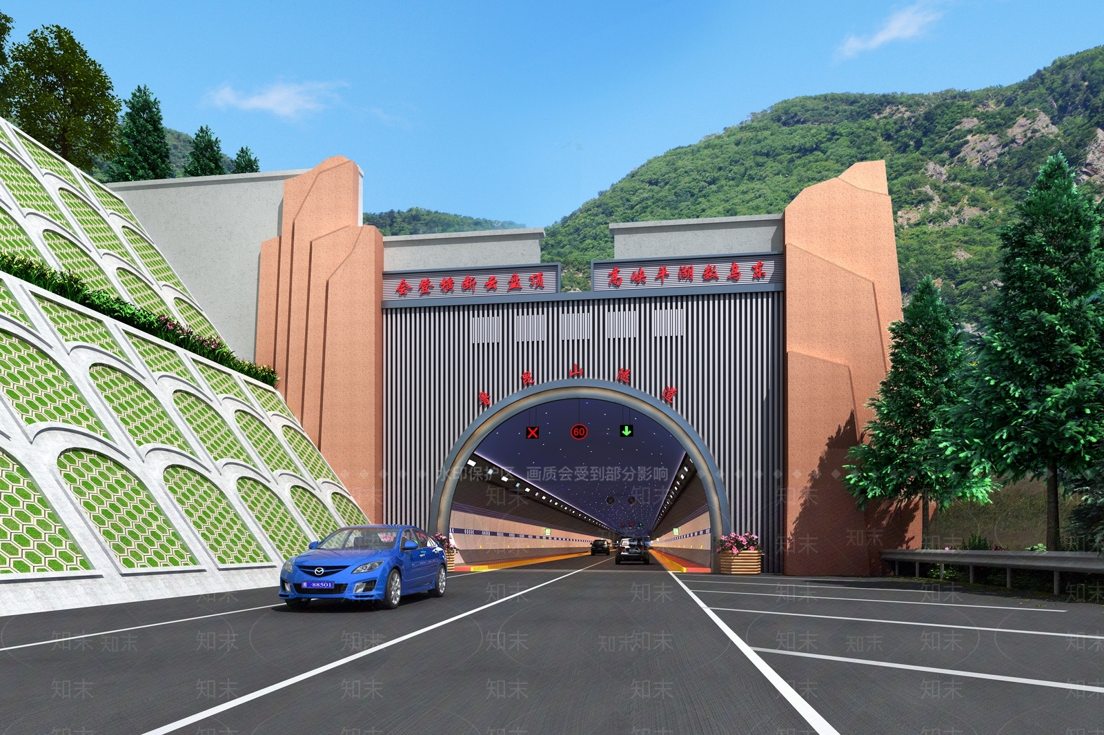 现代高速路隧道口3D模型下载【ID:1120943333】