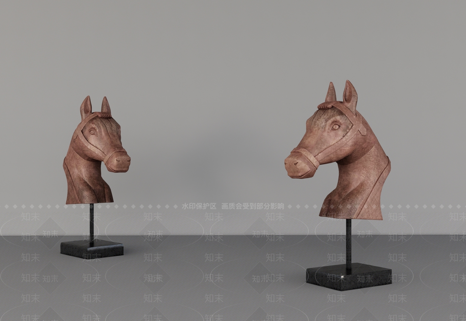 现代艺术马头皮革雕塑摆件SU模型下载【ID:1119640577】