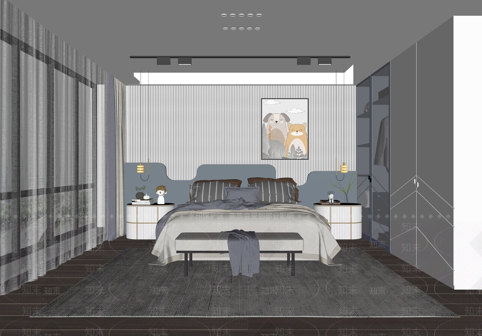 现代通用儿童房SU模型下载【ID:1119642255】