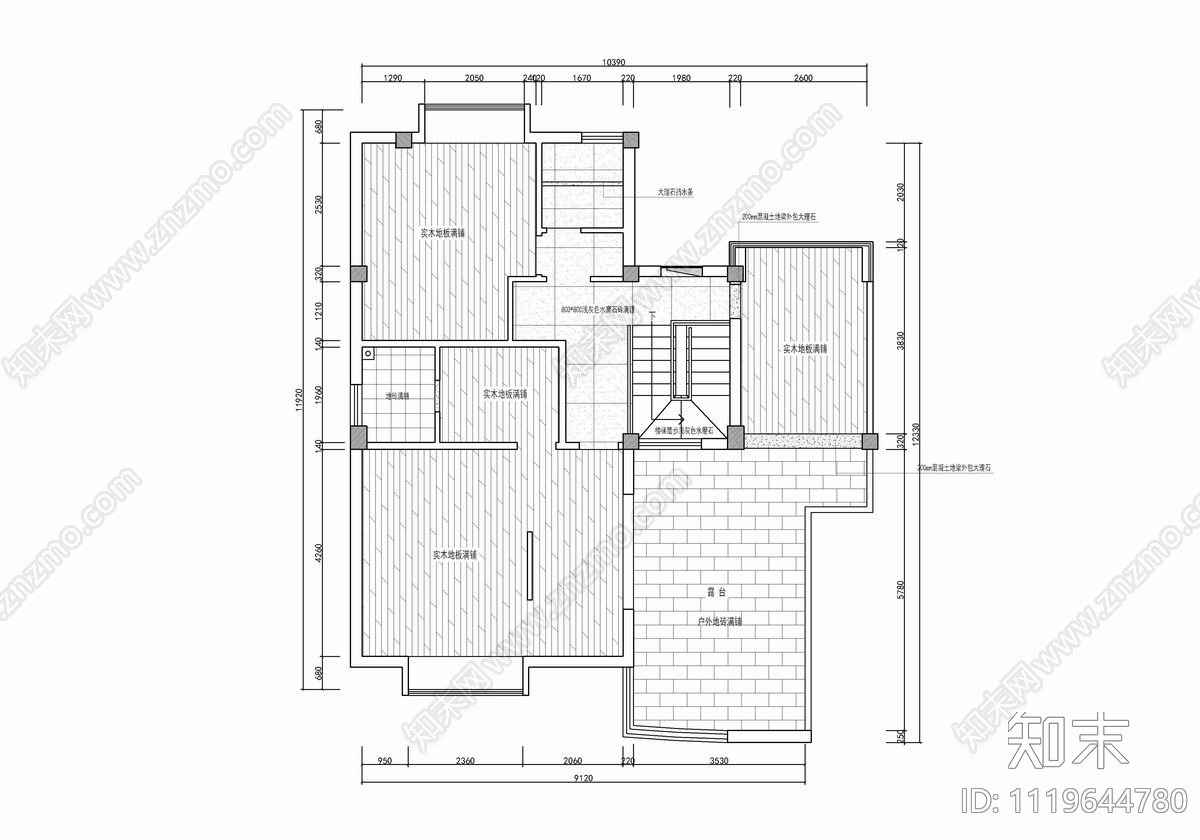 200㎡现代简约风格家装别墅CAD施工图施工图下载【ID:1119644780】