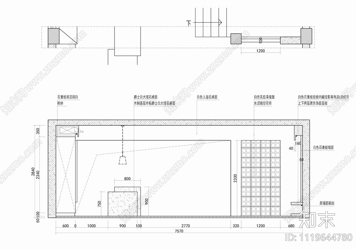 200㎡现代简约风格家装别墅CAD施工图施工图下载【ID:1119644780】