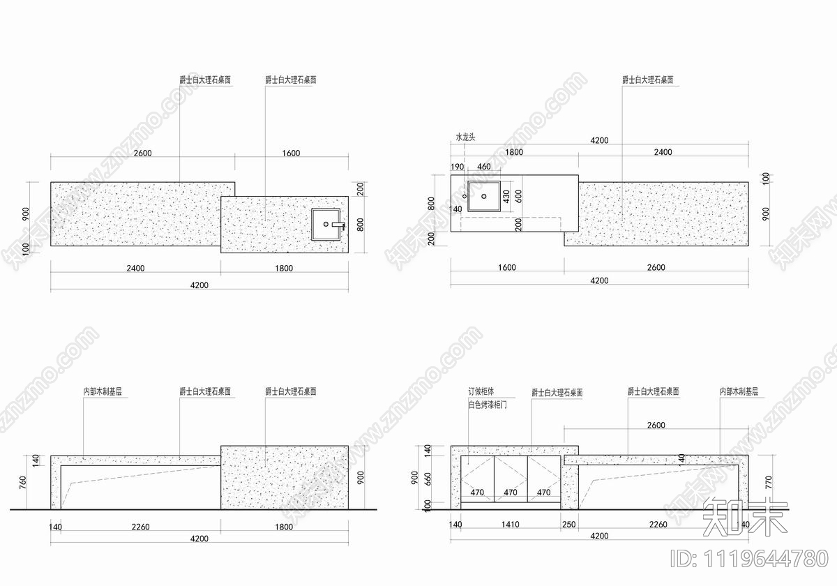 200㎡现代简约风格家装别墅CAD施工图施工图下载【ID:1119644780】