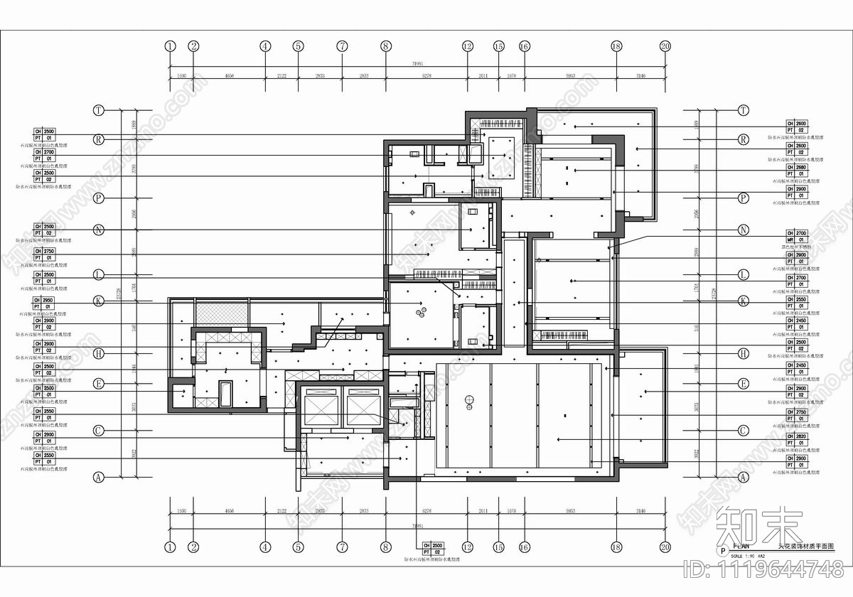 400㎡家装豪宅大平层CAD施工图cad施工图下载【ID:1119644748】