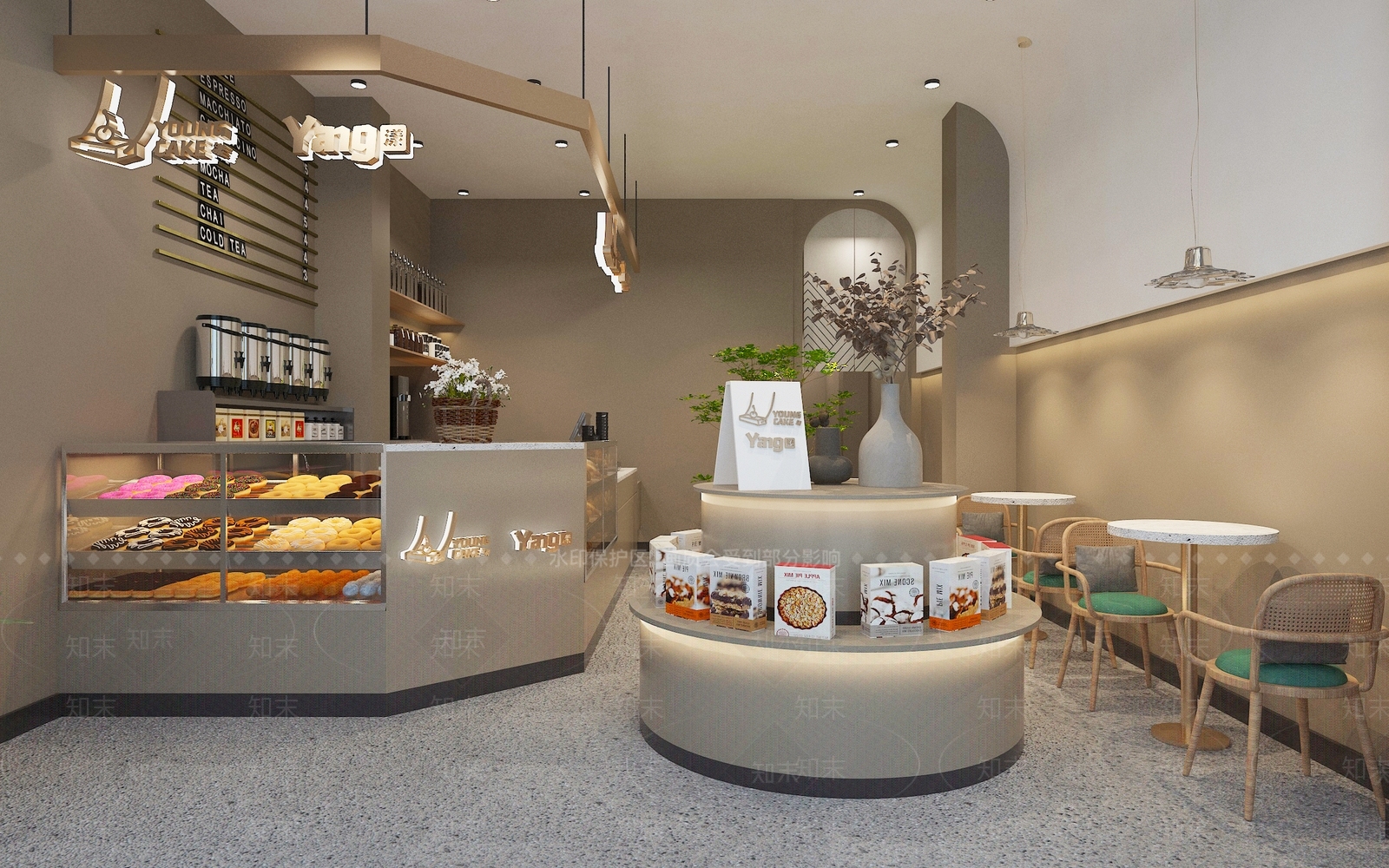 现代甜品面包店3D模型渲染效果图