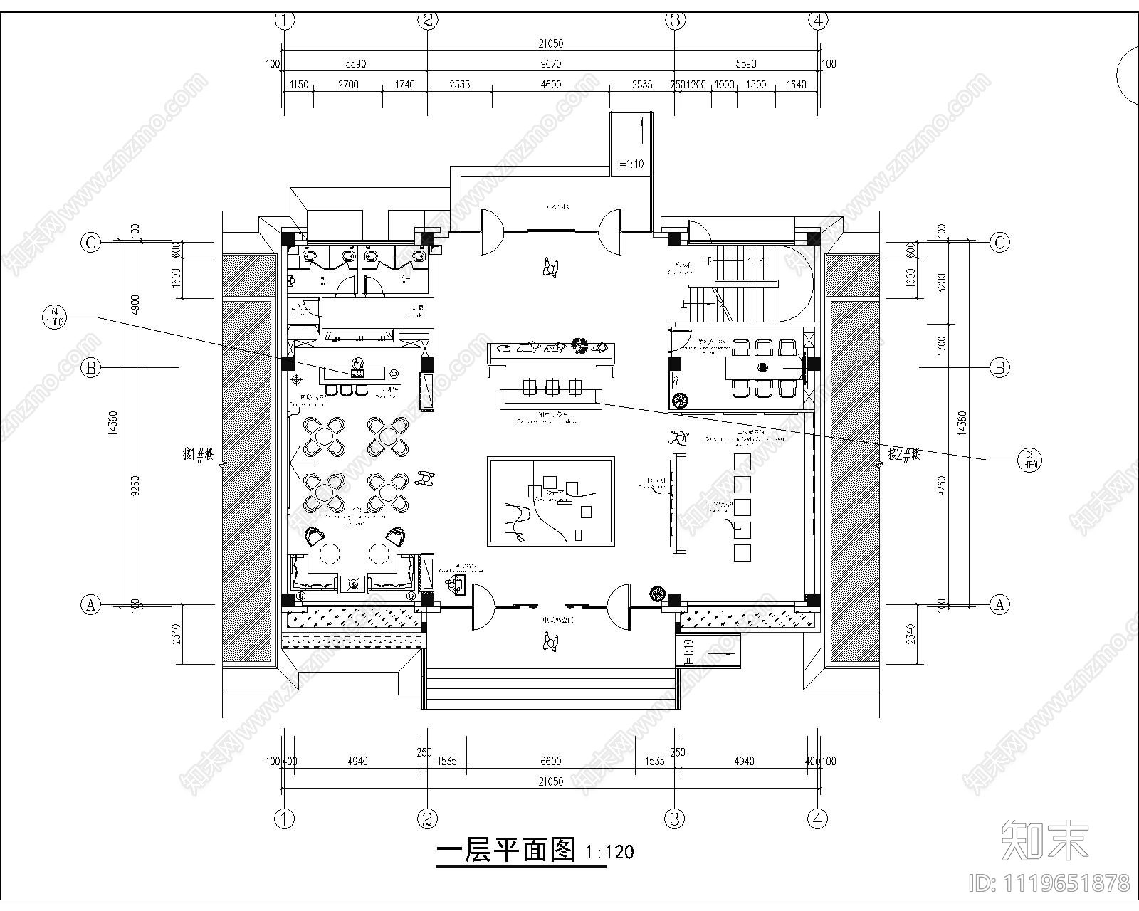 延津售楼部cad施工图下载【ID:1119651878】