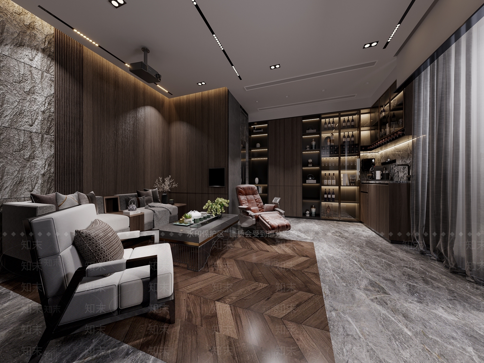 现代风格影音室3D模型下载【ID:1119659636】