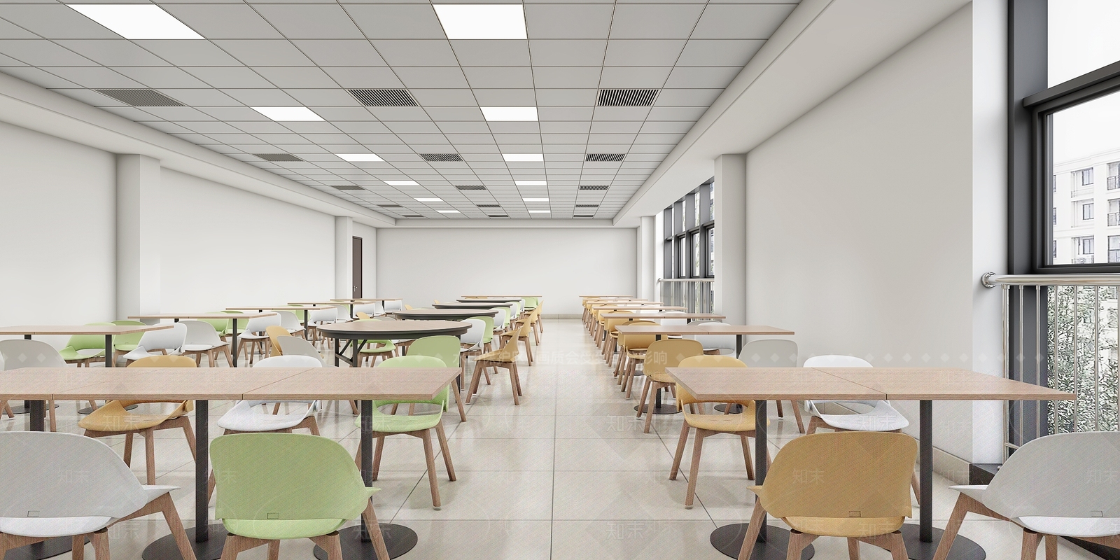 现代员工食堂3D模型下载【ID:1119671436】