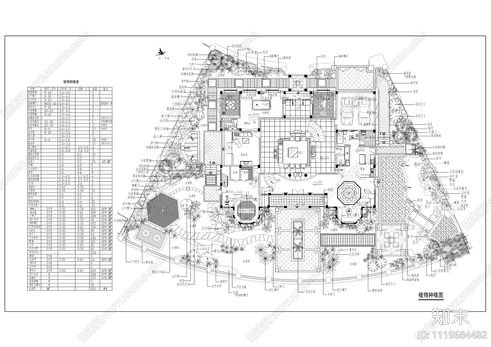 庭院景观50套设计施工图图库cad施工图下载【ID:1119684482】