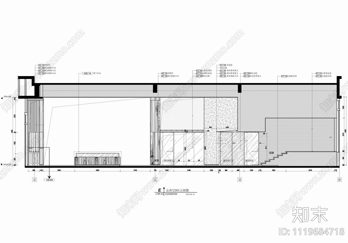 950㎡售楼处销售中心CAD施工图cad施工图下载【ID:1119684718】