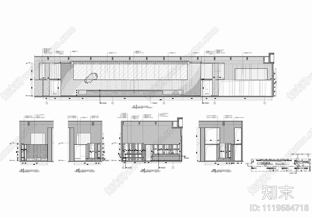 950㎡售楼处销售中心CAD施工图cad施工图下载【ID:1119684718】