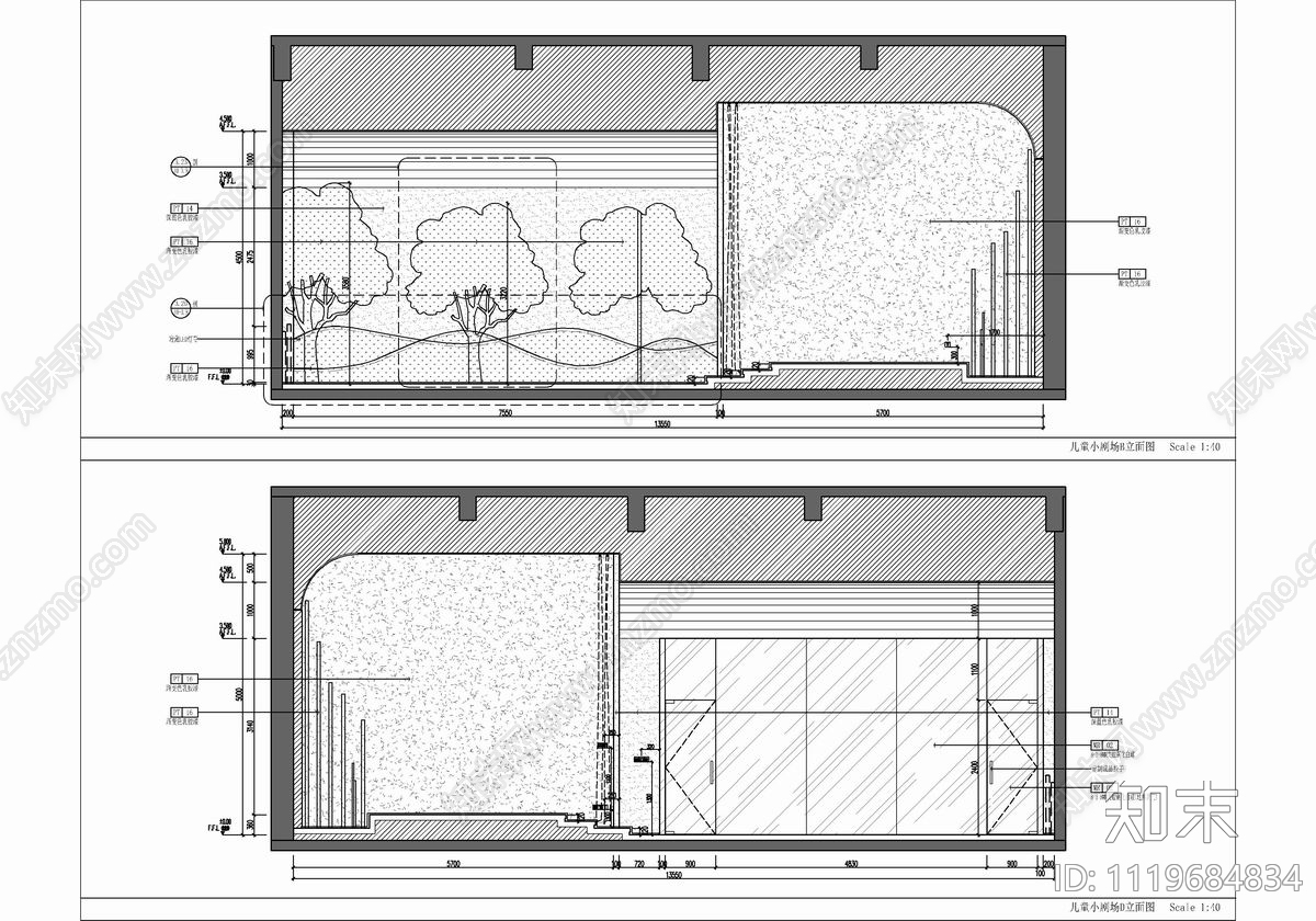 1000㎡儿童成长亲子休闲娱乐会所施工图施工图下载【ID:1119684834】