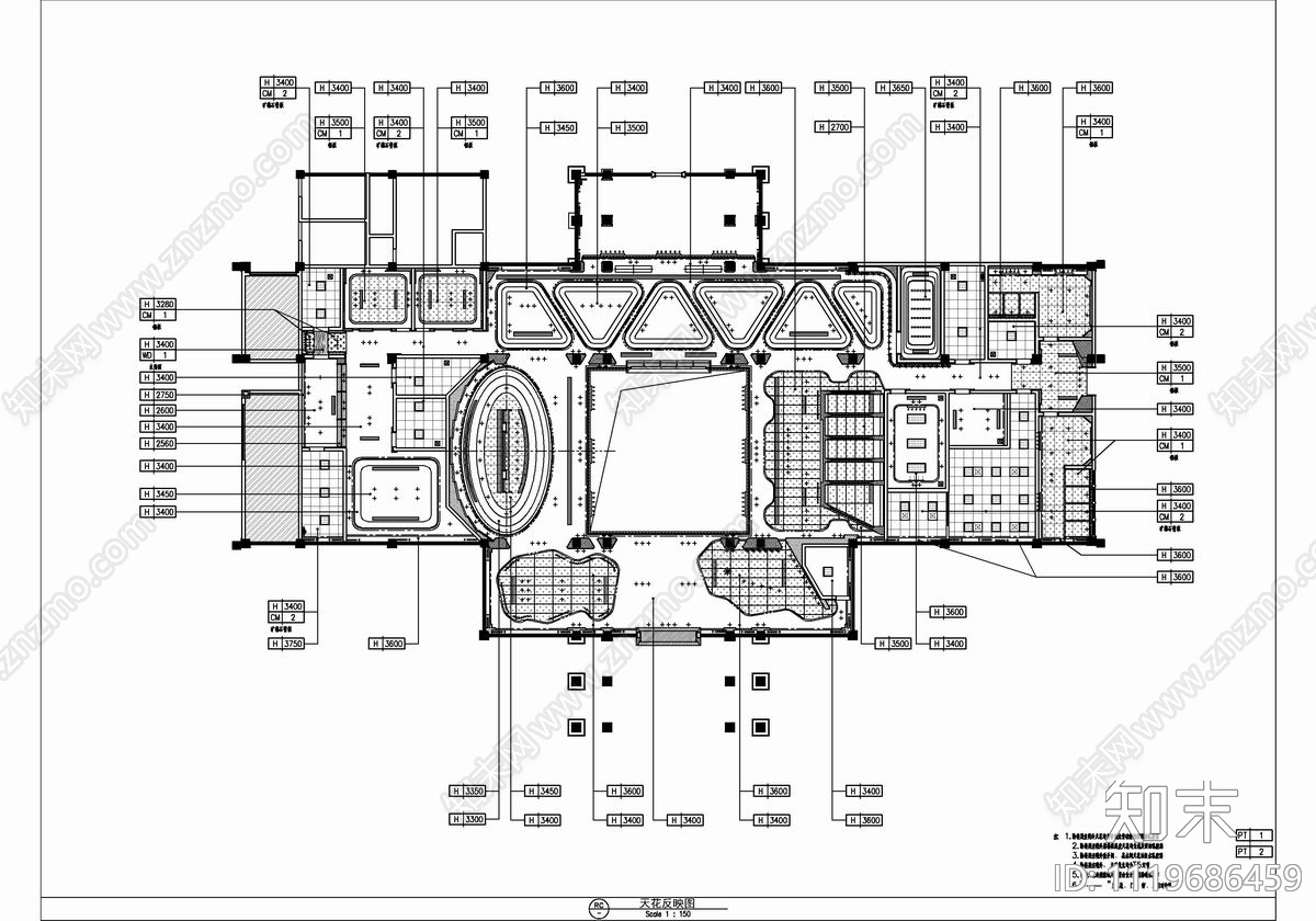 1600㎡售楼处会所销售中心CAD施工图cad施工图下载【ID:1119686459】