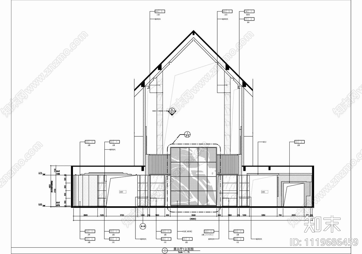 1600㎡售楼处会所销售中心CAD施工图cad施工图下载【ID:1119686459】