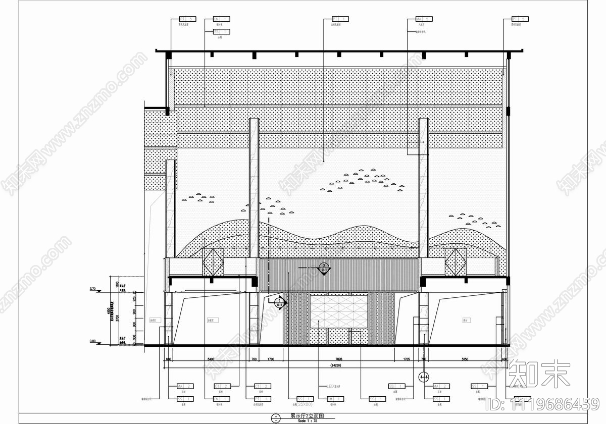 1600㎡售楼处会所销售中心CAD施工图cad施工图下载【ID:1119686459】