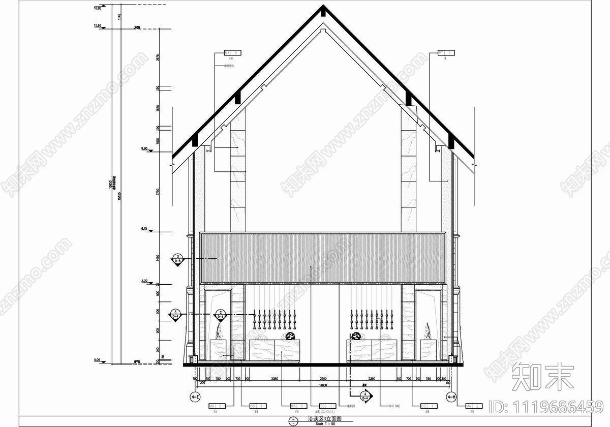 1600㎡售楼处会所销售中心CAD施工图cad施工图下载【ID:1119686459】
