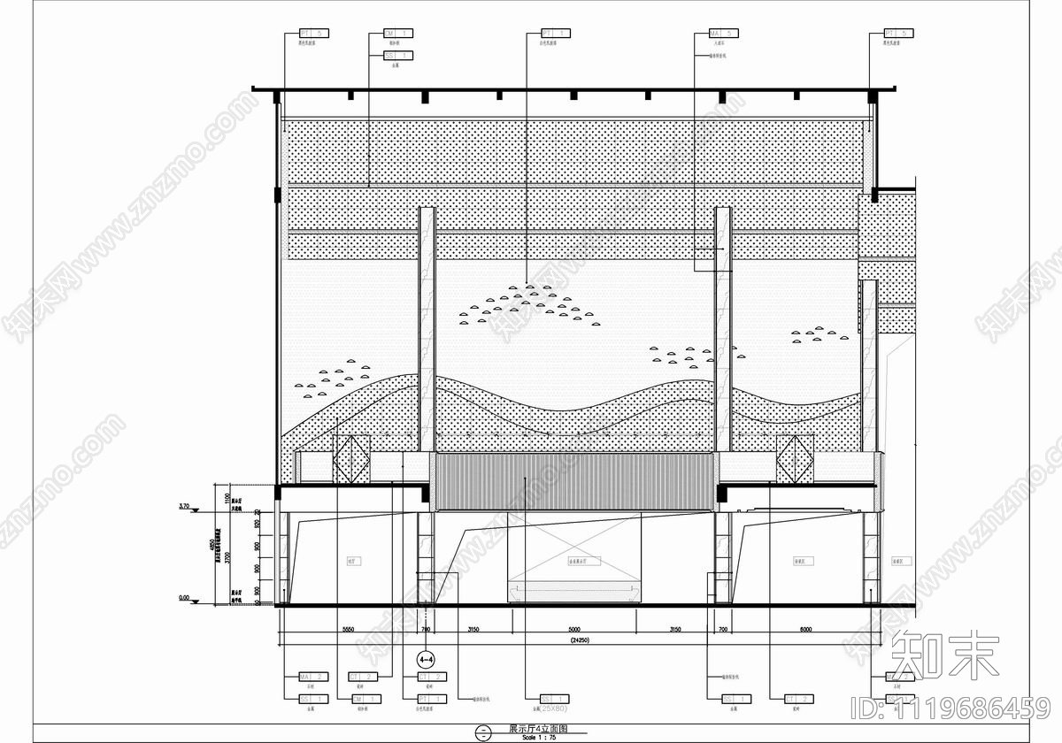 1600㎡售楼处会所销售中心CAD施工图cad施工图下载【ID:1119686459】