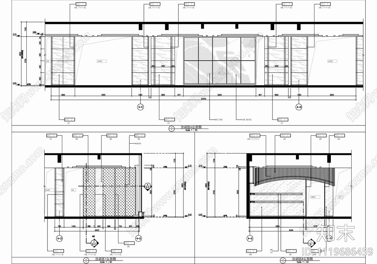 1600㎡售楼处会所销售中心CAD施工图cad施工图下载【ID:1119686459】