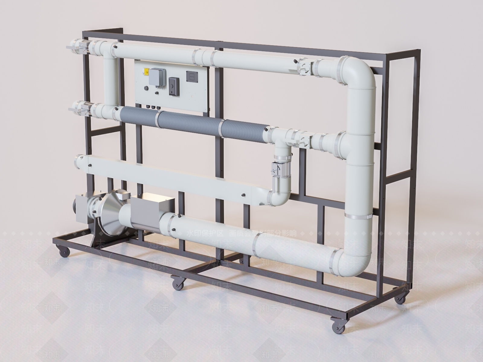 可移动通风阀门管道3D模型下载【ID:1119688840】