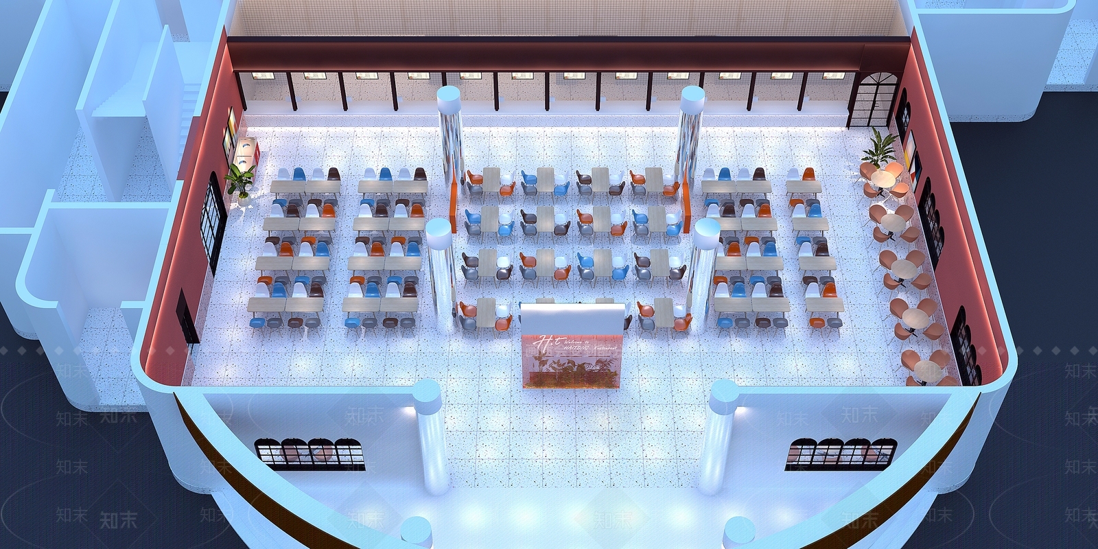 现代学生食堂3D模型下载【ID:1119694871】