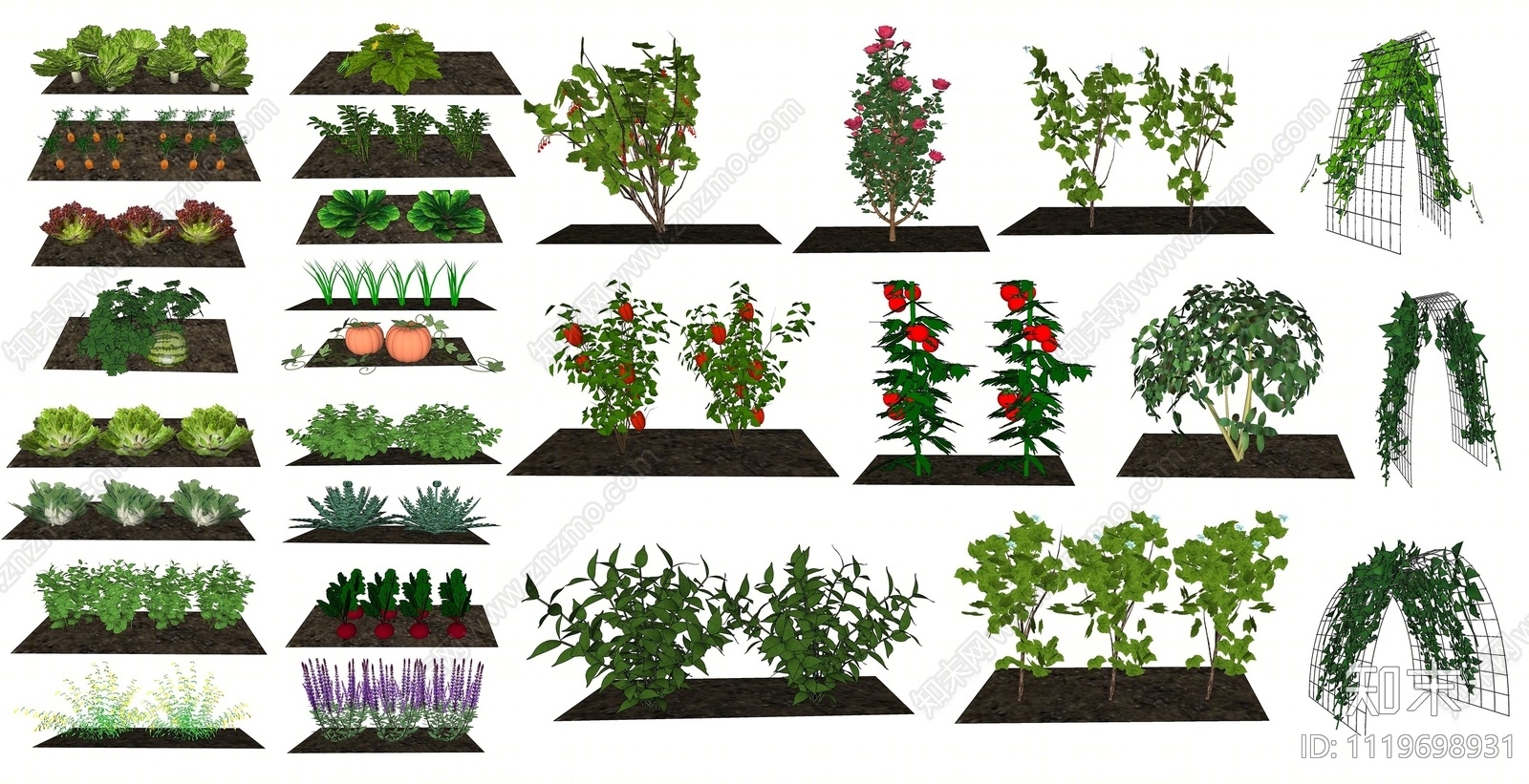 田园瓜果蔬菜组合SU模型下载【ID:1119698931】