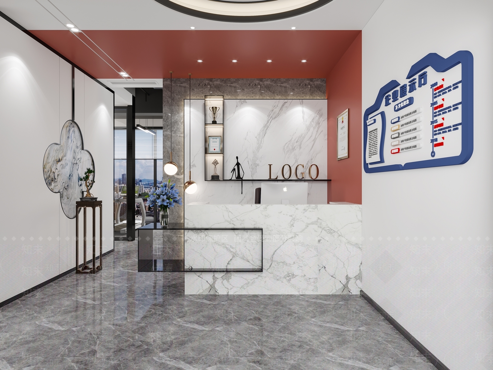 现代办公室前台3D模型下载【ID:1119700499】