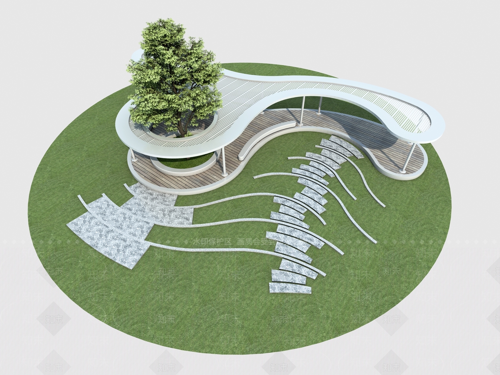 现代廊架3D模型下载【ID:1119703649】