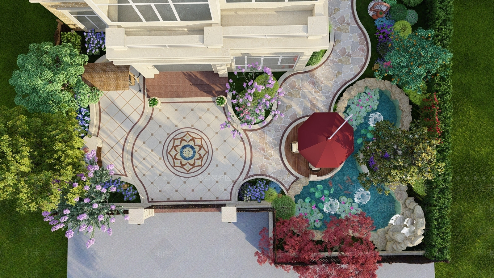 美式庭院SU模型下载【ID:1119762940】