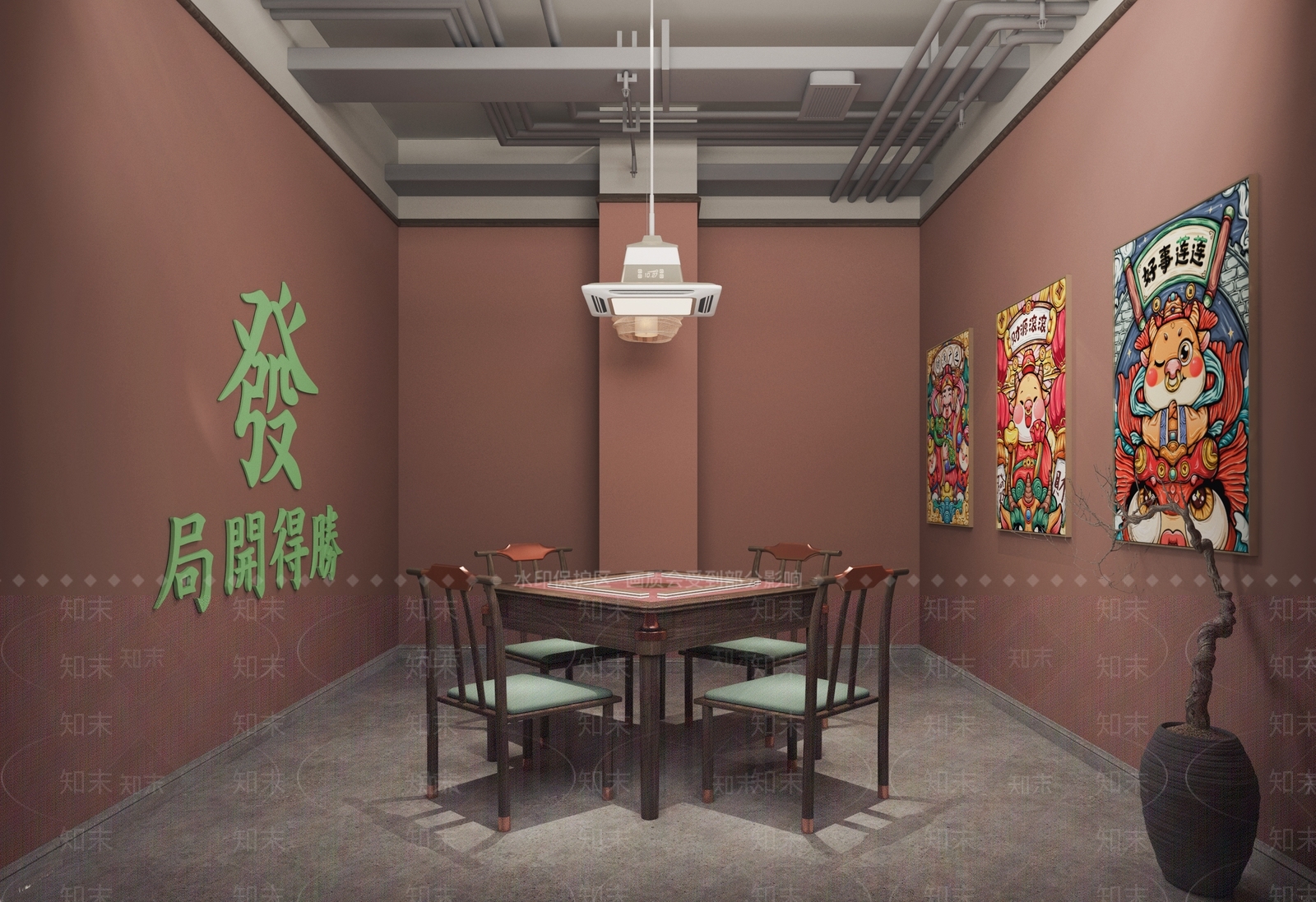 新中式麻将馆3D模型下载【ID:1119713807】