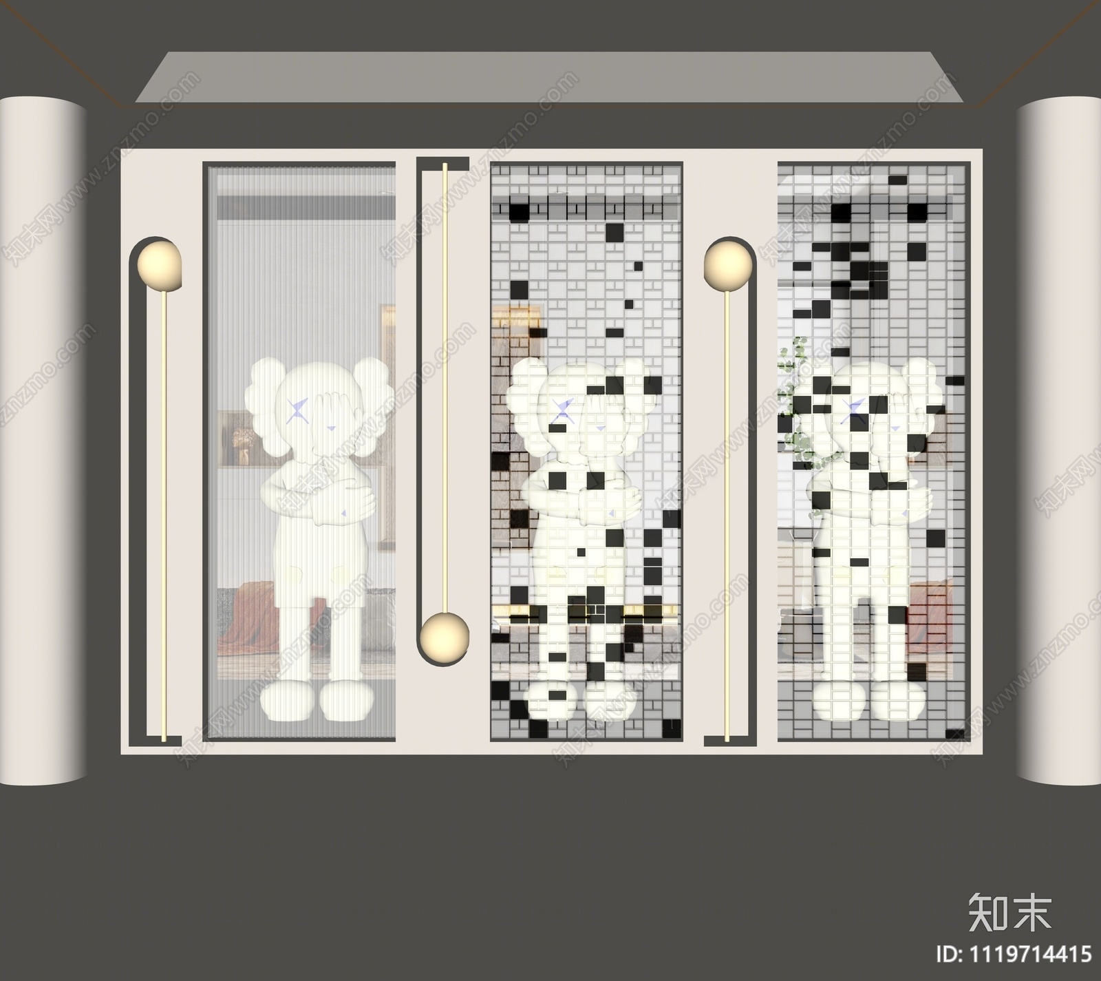 现代玻璃屏风隔断SU模型下载【ID:1119714415】