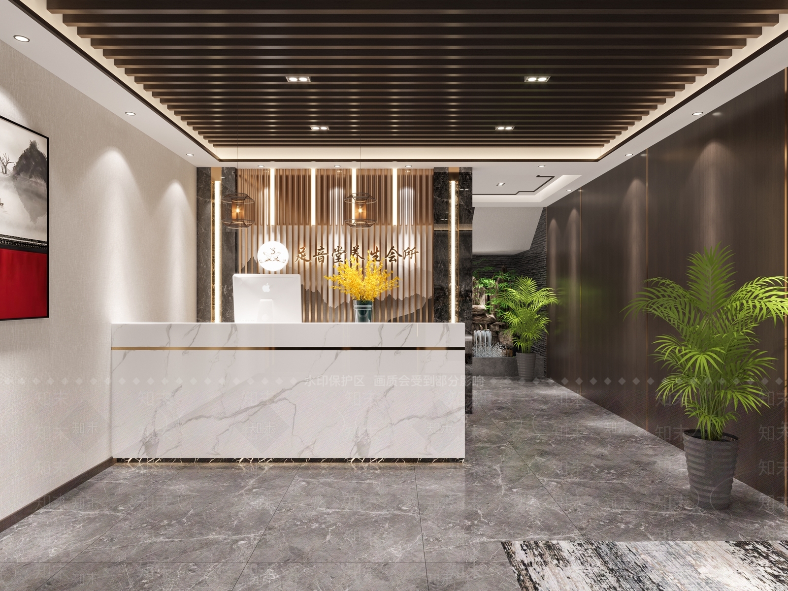 新中式足浴店前台3D模型下载【ID:1119721765】
