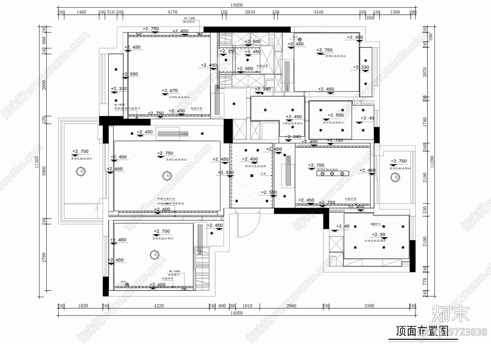 130㎡三居室家装平层空间设计CAD施工图施工图下载【ID:1119723838】