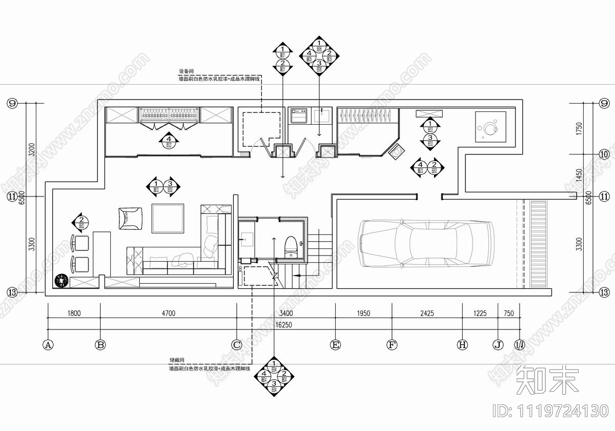 现代简约别墅样板间CAD施工图cad施工图下载【ID:1119724130】