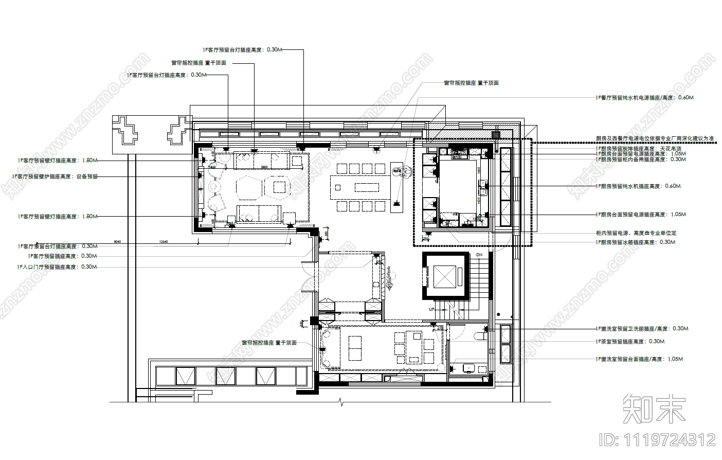 四层别墅样板间CAD施工图cad施工图下载【ID:1119724312】