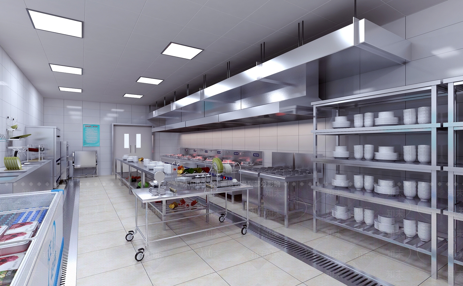 现代食堂热加工间3D模型下载【ID:1119724405】