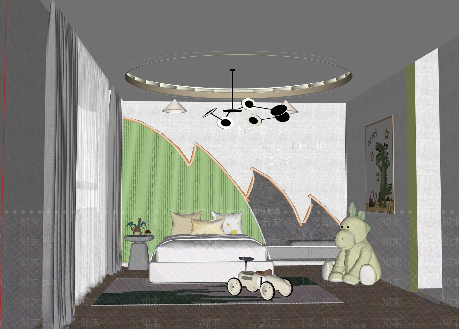 现代通用儿童房SU模型下载【ID:1119726826】