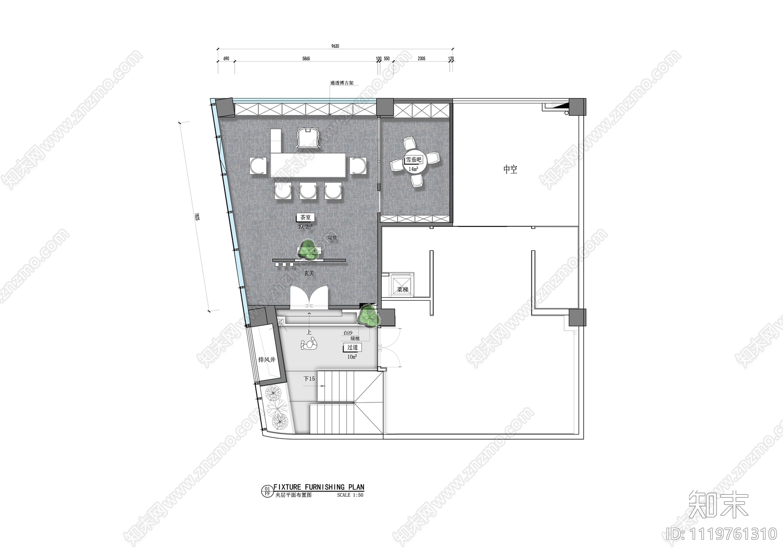 新中式茶室娱乐空间设计施工图施工图下载【ID:1119761310】