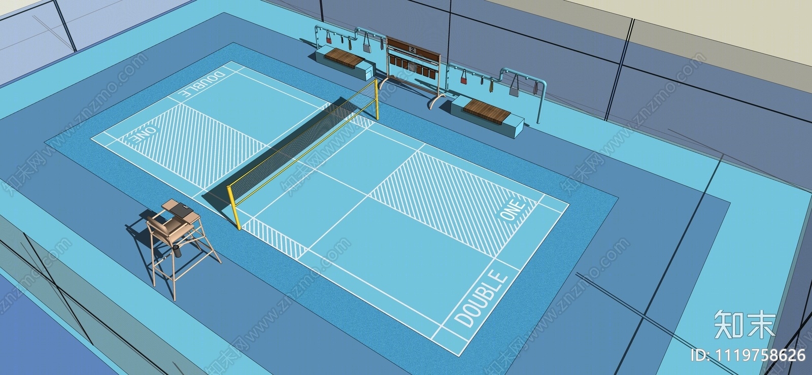 现代户外羽毛球场SU模型下载【ID:1119758626】