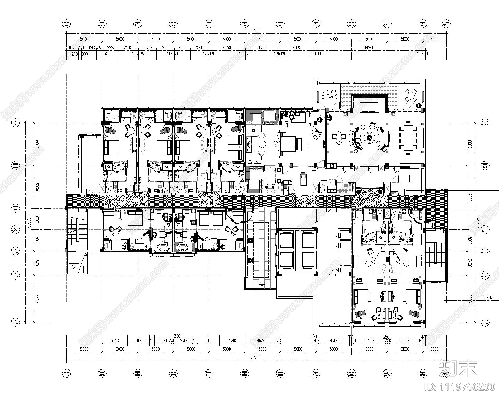 浙江千岛湖万向洲际酒店装饰施工图含效果图cad施工图下载【ID:1119766230】