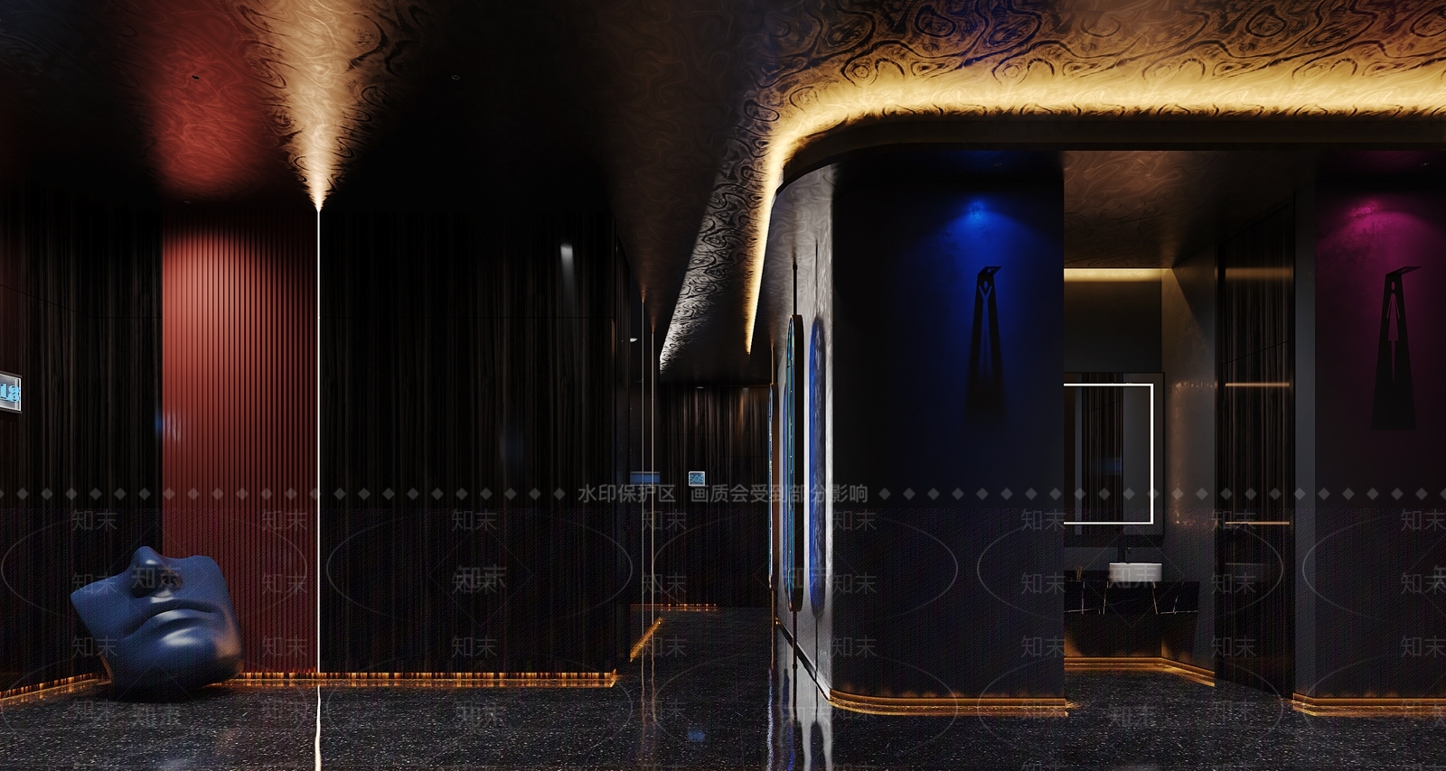 现代足浴店过道3D模型下载【ID:1119767201】