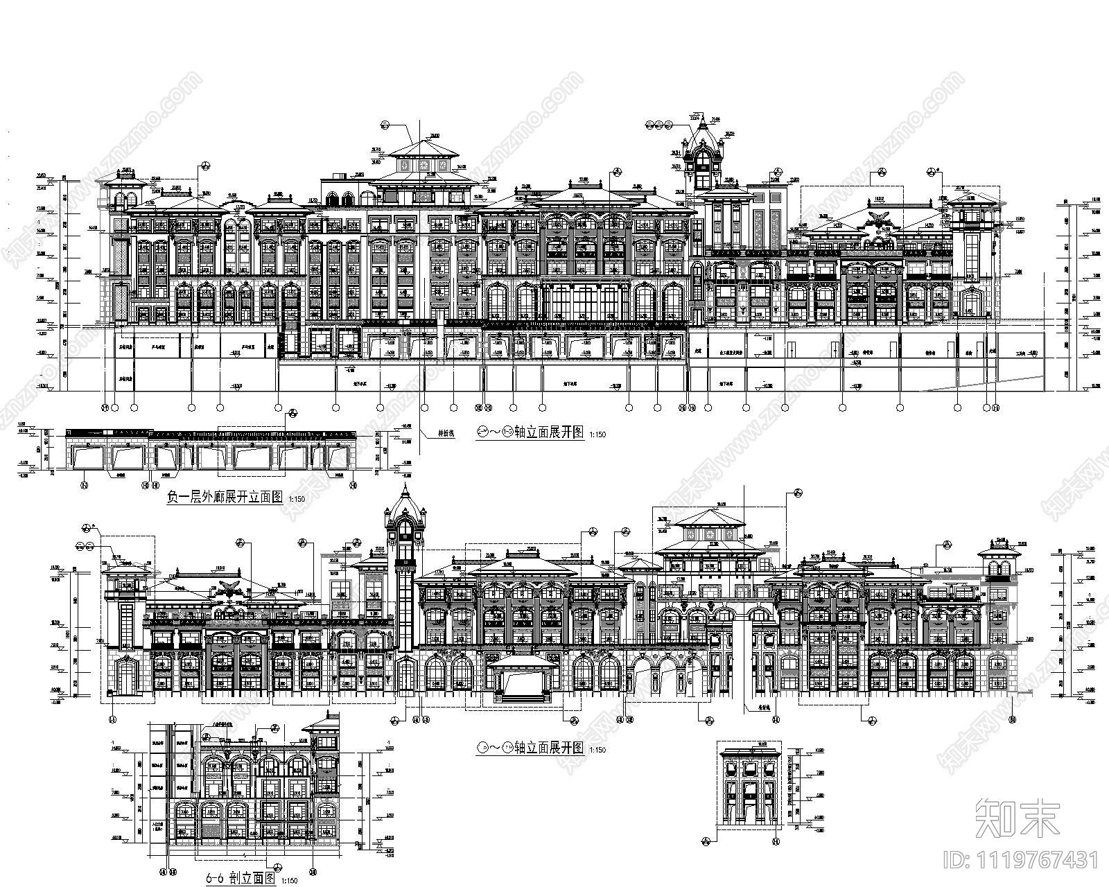 87个酒店建筑装修施工图合集cad施工图下载【ID:1119767431】