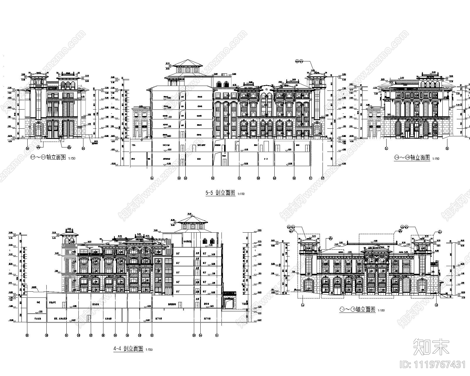 87个酒店建筑装修施工图合集cad施工图下载【ID:1119767431】