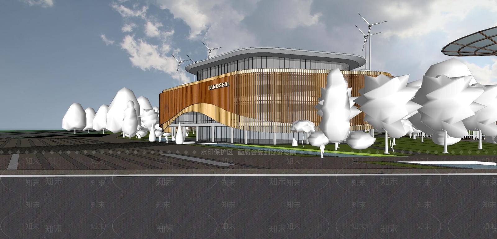 现代风格图书馆建筑SU模型下载【ID:1119772936】