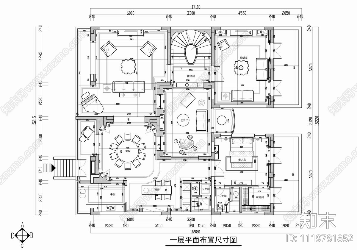 四层别墅私宅CAD设计施工图施工图下载【ID:1119781852】