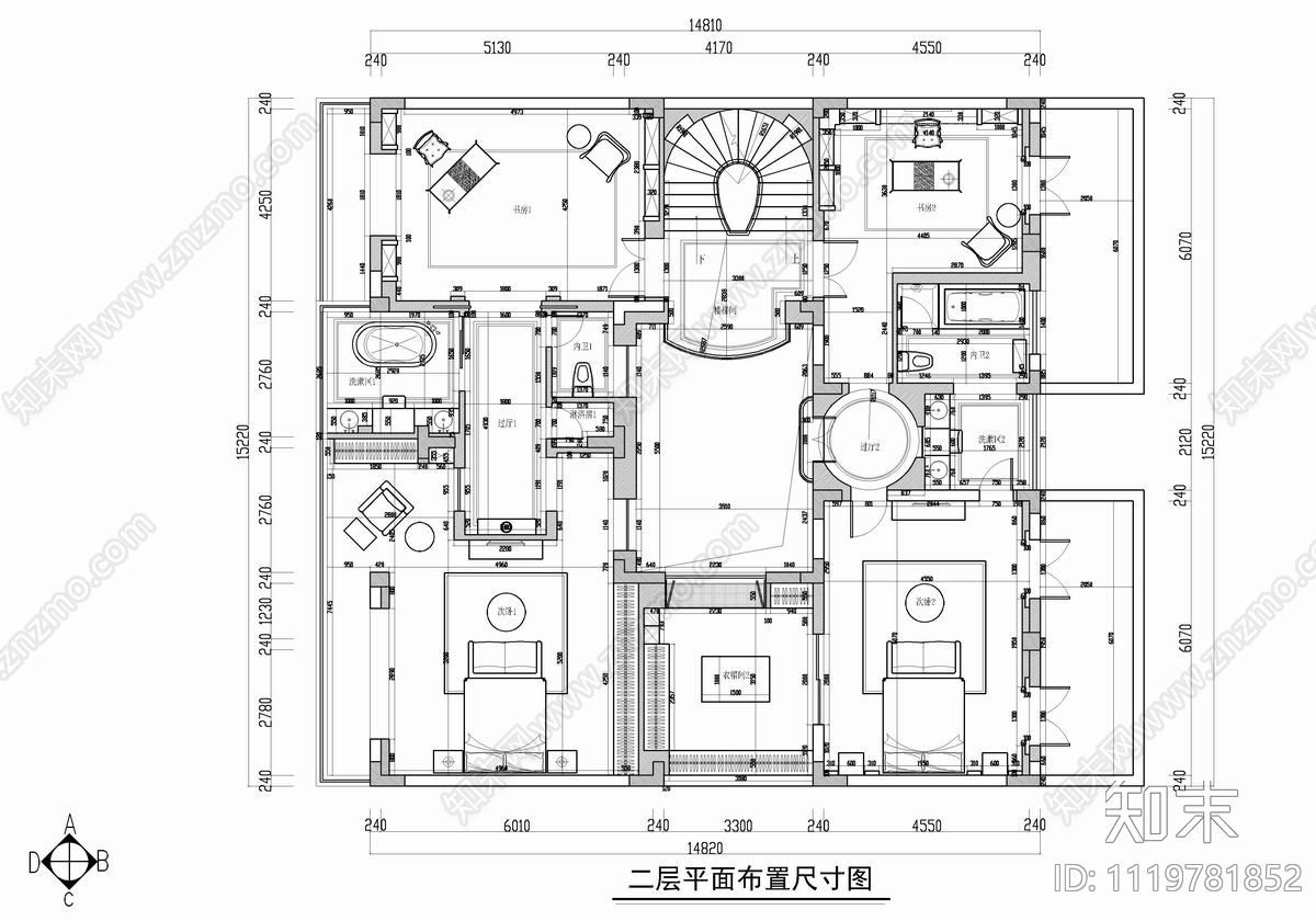 四层别墅私宅CAD设计施工图施工图下载【ID:1119781852】