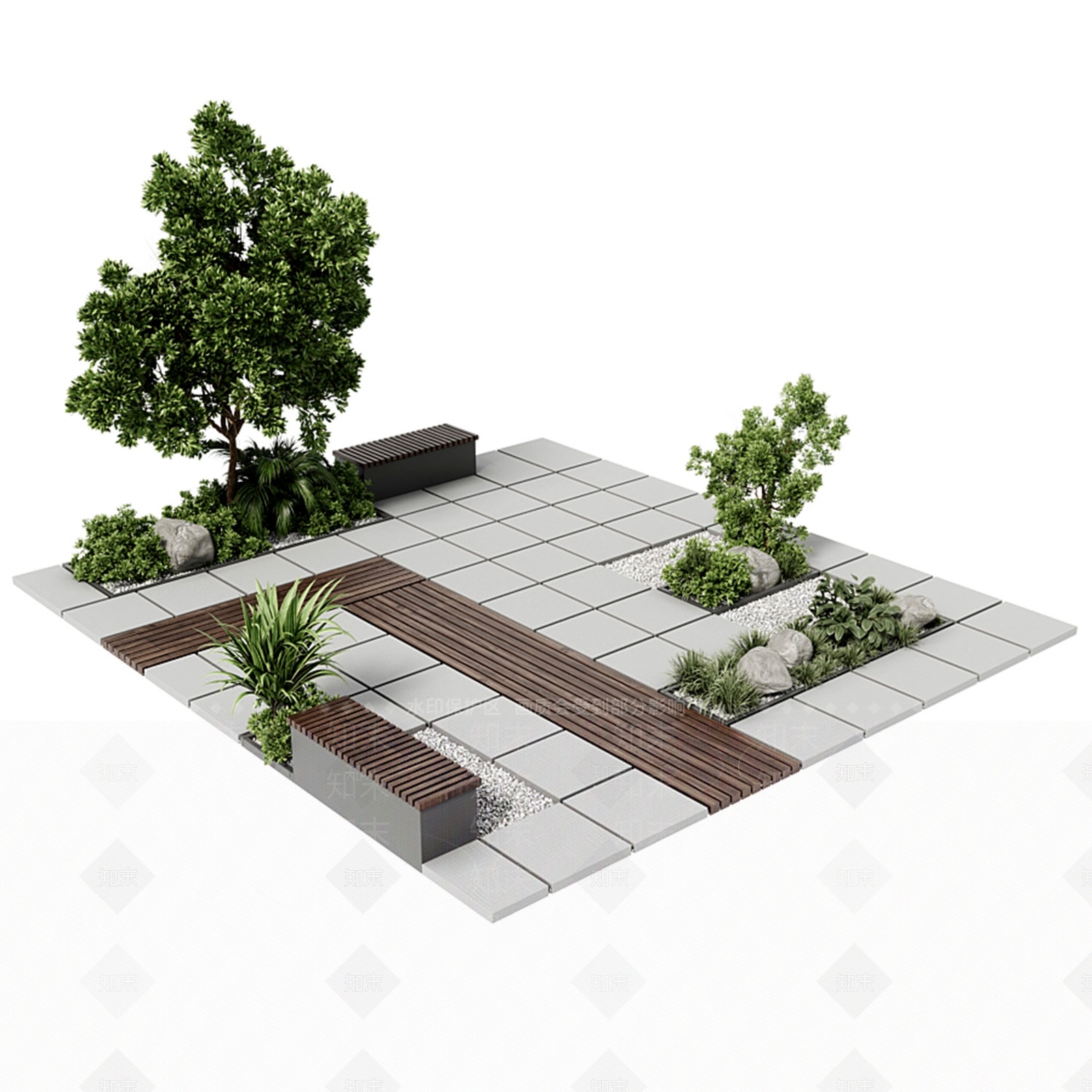 现代户外景观小品3D模型下载【ID:1119781719】