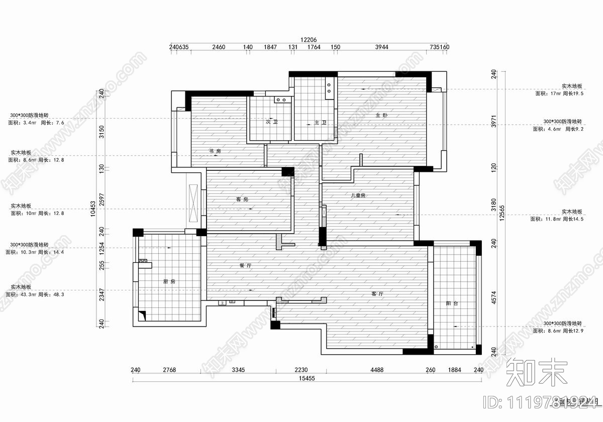 150㎡家装大平层CAD平立面施工图cad施工图下载【ID:1119781924】