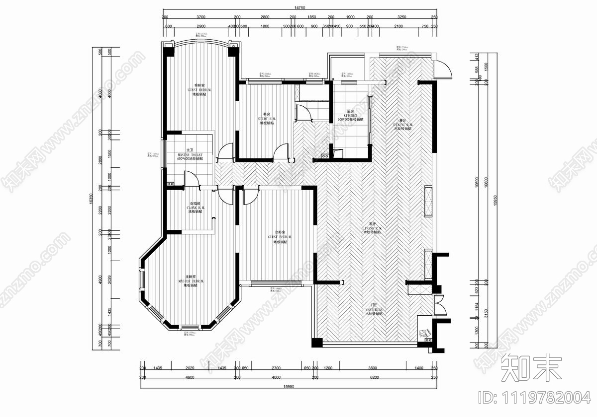 215㎡家装大平层CAD平立面施工图cad施工图下载【ID:1119782004】