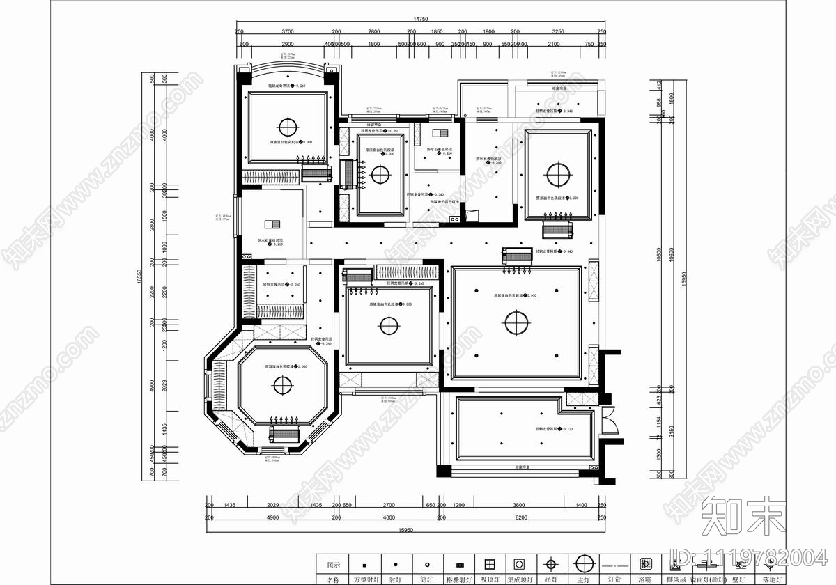 215㎡家装大平层CAD平立面施工图cad施工图下载【ID:1119782004】